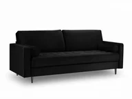 Sofy i kanapy - Sofa trzyosobowa pikowana Santo aksamit czarna nóżki retro - miniaturka - grafika 1