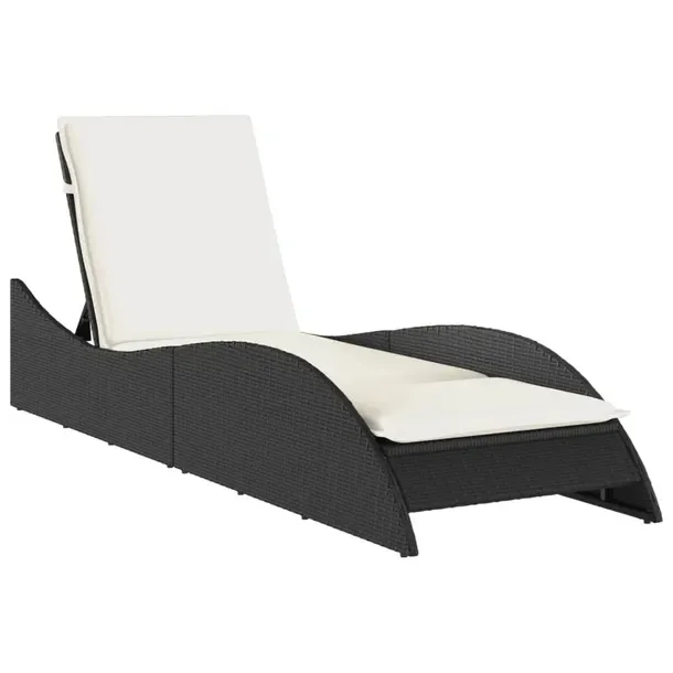 Leżak ogrodowy z regulowanym oparciem, rattan PE, 60x205x54/63/73 cm, czar