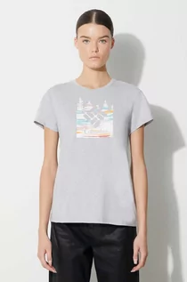 Koszulki sportowe damskie - Columbia t-shirt sportowy Sun Trek kolor szary - grafika 1