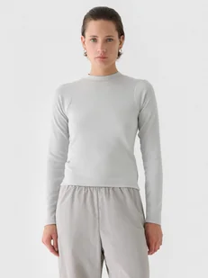 Damski longsleeve basic 4F 4FWAW24TLONF361 - szary - Koszulki sportowe damskie - miniaturka - grafika 1