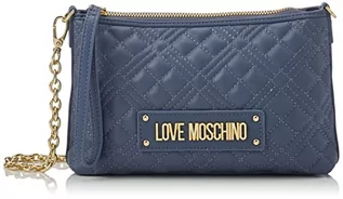 Torebki damskie - Love Moschino Damska pikowana torba na ramię Borsa PU z niebieskim denim, 18 x 61 x 4 - grafika 1