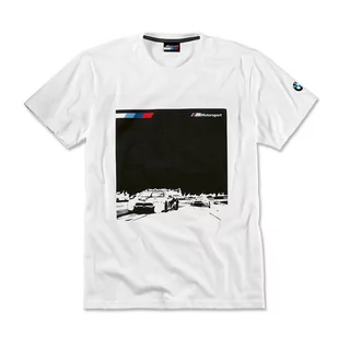 Koszulka BMW M Motorsport z nadrukiem, biała, męska - L - Odzież do sportów motorowych - miniaturka - grafika 1