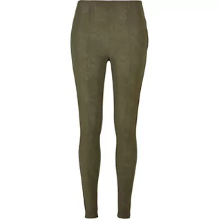 Spodnie damskie - Urban Classics Damskie spodnie damskie Washed Faux Leather Pants dla kobiet, sztuczna skóra, skinny, dostępne w 3 wariantach kolorystycznych, rozmiary XS - 5XL, oliwkowy, XL - grafika 1