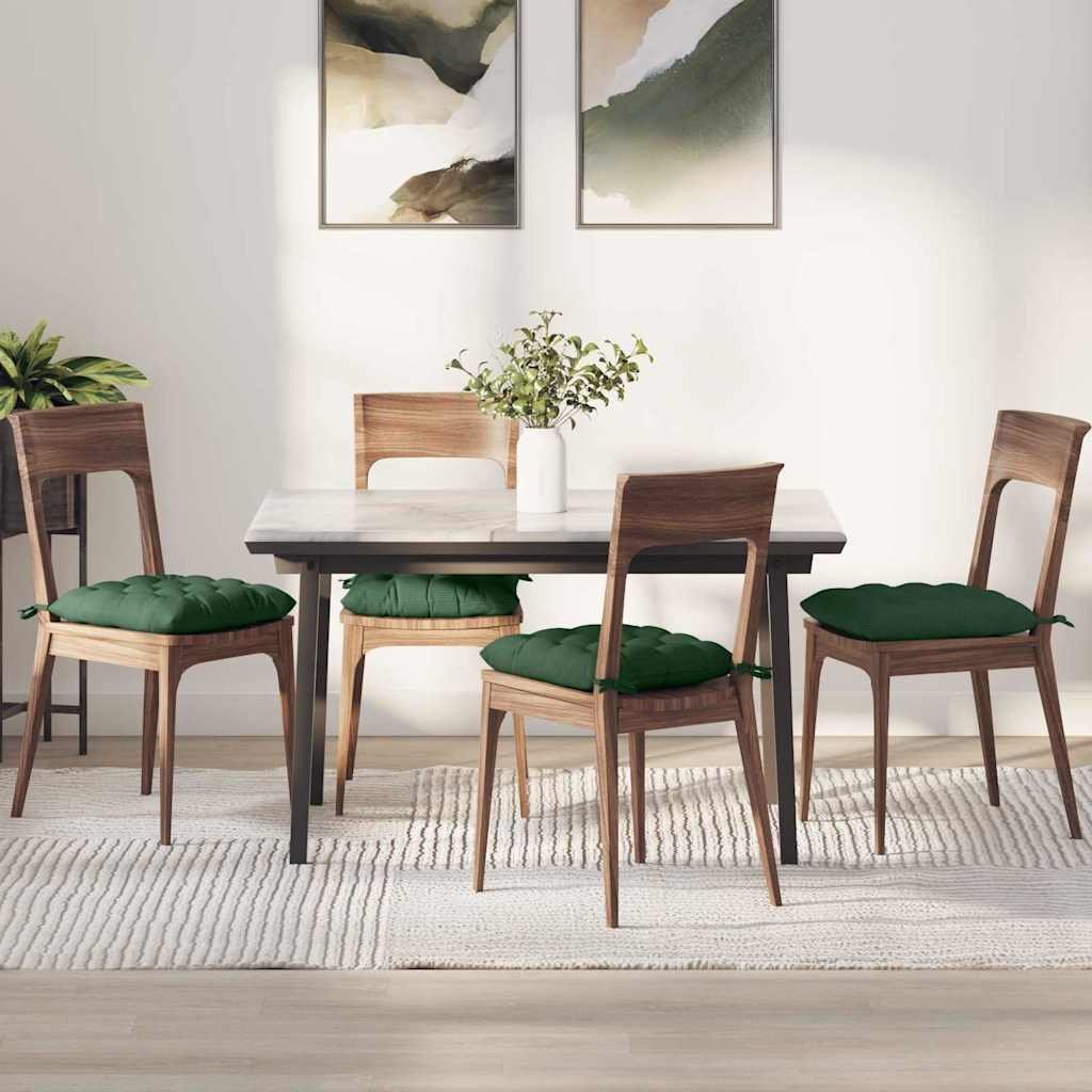 vidaXL vidaXL Poduszki na siedziska 4 pcs Ciemna zieleń 40 x 40 x 6 cm
