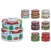 Pozostałe akcesoria kuchenne - Pudełko metalowe z nadrukiem świątecznym 2 sztuki mix - miniaturka - grafika 1