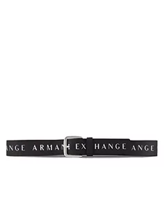 Armani Exchange Męski pasek z nadrukiem logo, czarny/złamana biel, 30 - Paski - miniaturka - grafika 1