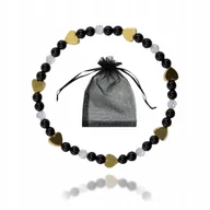 Bransoletki - Bransoletka Kamień Czarny Turmalin Kryształ Hematytowe serce na gumce 17cm - miniaturka - grafika 1