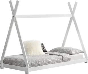 [en.casa] Łóżko dziecięce 90x200cm białe w stylu tipi wykonane z drewna sosnowego łóżko młodzieżowe łóżko drewniane łóżko do domu łóżko - Łóżka dla dzieci i młodzieży - miniaturka - grafika 1