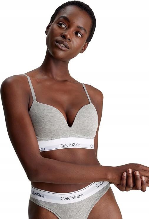 CALVIN KLEIN PLUS SIZE GŁADKI MIĘKKI BIUSTONOSZ Z BAWEŁNĄ SZARY 95B JPA