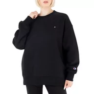 Bluzy sportowe damskie - Bluza Champion Honeydew Minimal Oversized Reverse Weave Sweatshirt 116241-KK001 - czarna - miniaturka - grafika 1