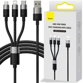 Kable USB - Kabel USB 3w1 Baseus StarSpeed, USB-C + micro USB + Lightning, 3,5A, 1.2m (czarny) - miniaturka - grafika 1