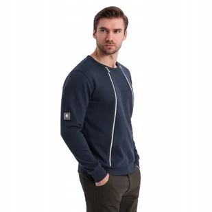 Bluza męska z ozdobnymi zamkami granatowa modna Ombre OM-SSNZ-0187 V2 r M - Bluzy męskie - miniaturka - grafika 1