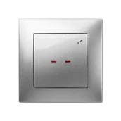 Wyłączniki światła i elektryczne - ELEKTRO - PLAST Włącznik schodowy z podświetleniem CARLA srebrny ELEKTRO - PLAST - miniaturka - grafika 1