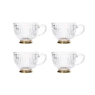 Filiżanki - Zestaw 4x Filiżanka BARREL szklana w paski złota nóżka 0,36 l HOMLA - miniaturka - grafika 1