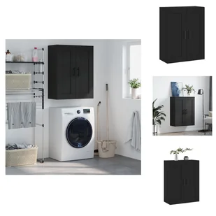 vidaXL Szafka ścienna czarna 69,5x34x90 cm materiał drewnopochodny - Kredensy - Szafki do salonu - miniaturka - grafika 1