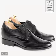 Półbuty męskie - Męskie podwyższające buty wizytowe brogsy Dylan czarne - BRILU - miniaturka - grafika 1