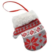 Ozdoby bożonarodzeniowe - ZAWIESZKA RĘKAWICZKA NA PREZENTY 12CM SZARA - miniaturka - grafika 1
