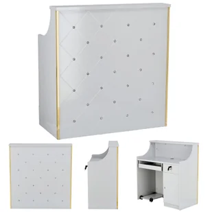 Recepcja fryzjerska lakierowana Diamond 100 cm kosmetyczna do salonu gabinetu SPA szara - Lady recepcyjne - miniaturka - grafika 1
