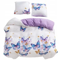 Pościel - Pościel 200x220 bawełna satynowa dwustronna GierekHoff Premium 3 el motyle - miniaturka - grafika 1
