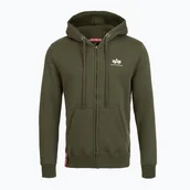 Bluzy męskie - Bluza męska Alpha Industries Basic Zip SL dark olive - miniaturka - grafika 1