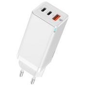 Ładowarki do telefonów - Baseus GaN | Ładowarka sieciowa 2x Type-C + USB-A Quick Charge 3.0 Power Delivery 3.0 Huawei SCP 5A AFC 65W | czarny CCGAN-B02 - miniaturka - grafika 1