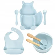 Zestawy naczyń dla dzieci - ZESTAW DO KARMIENIA DLA DZIECI NIEMOWLĄT KOMPLET NACZYNIA SILIKONOWE 7 elem - miniaturka - grafika 1