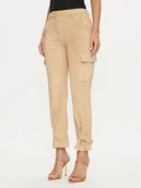 Spodnie damskie - Guess Spodnie materiałowe New Marzia W4YB08 WE0L0 Beżowy Relaxed Fit - miniaturka - grafika 1