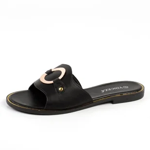 Czarne płaskie klapki damskie Vinceza 17152 - Klapki i japonki damskie - miniaturka - grafika 1