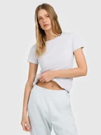 Koszulki i topy damskie - 4F T-shirt slim gładki damski - szary XXL - miniaturka - grafika 1