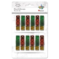 Pozostałe akcesoria dla plastyków - Titanum Klamerki drewniane z naklejką w kratę mix 12szt - miniaturka - grafika 1