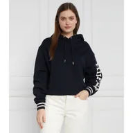 Bluzy damskie - Tommy Hilfiger Bluza REG MONOTYPE SLV CROP HOODIE | Relaxed fit - miniaturka - grafika 1