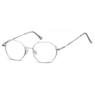 Okulary korekcyjne, oprawki, szkła - Okulary zerówki sześcioboczne oprawki korekcyjne medium M297A srebrne - miniaturka - grafika 1