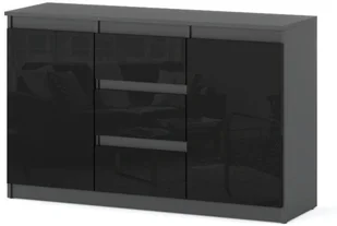 Komoda Nowoczesna 3 Szuflady Agnes 120cm Do Salonu Szara Czarny Połysk - Komody - miniaturka - grafika 1