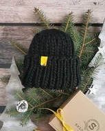 Czapki damskie - Czarna wełniana czapka zimowa WOOLY - miniaturka - grafika 1