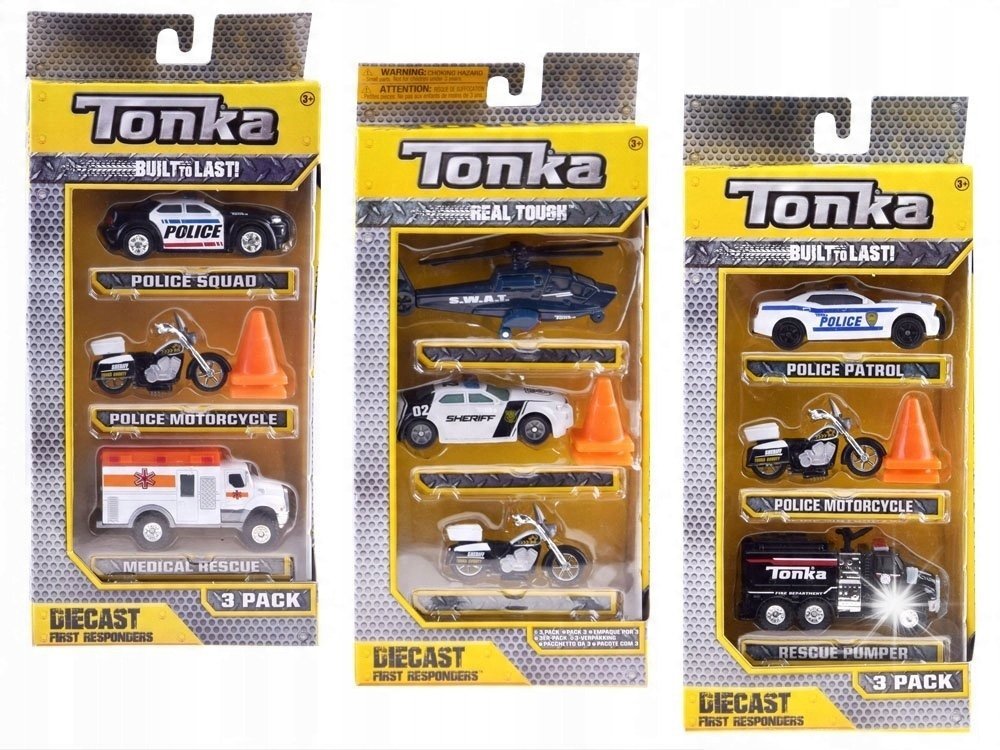 Hasbro TONKA Zestaw pojazdów POLICJA Różne metalowe autka + pachołki ZA3633