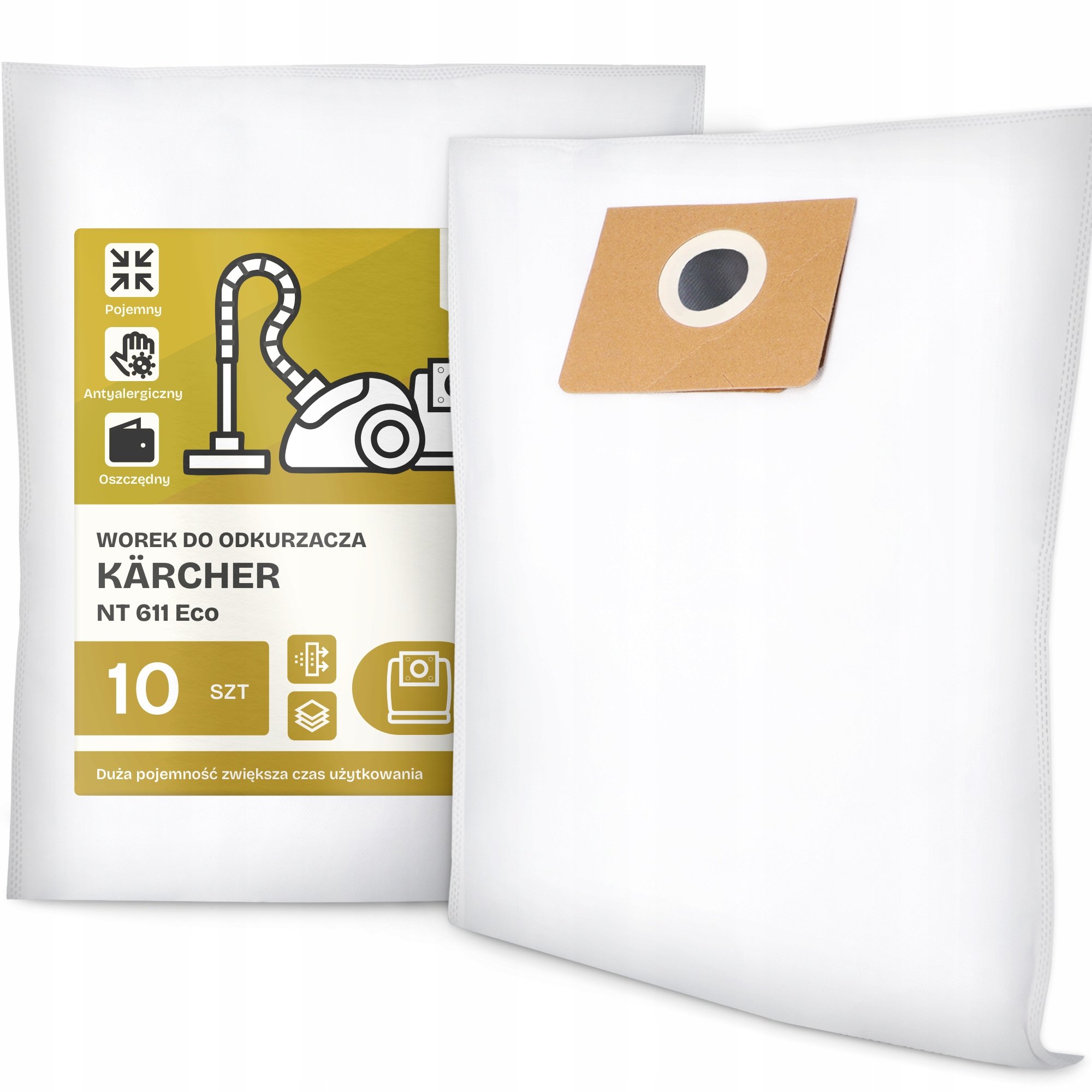 10x Worek do Odkurzacza Kärcher Nt 611 Eco Flizelinowy Duży Torba Worki G9