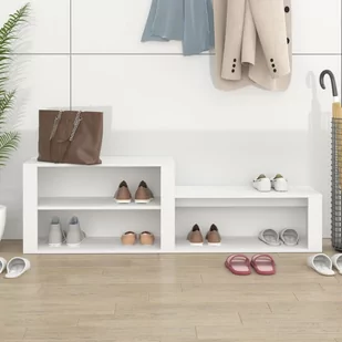 Półka na buty, biała, 150x35x45 cm, materiał drewnopochodny - Szafki na buty - miniaturka - grafika 4