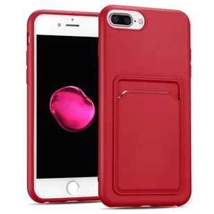 Etui na telefon komórkowy Apple iPhone 7 Plus / 8 Plus silikonowe etui ochronne z kieszenią na kartę Slim Wallet Case, czerwone - Etui i futerały do telefonów - miniaturka - grafika 1