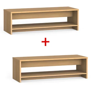 Ławka szatniowa z półka na obuwie 1+1 GRATIS, wzmocniona, 1500 mm, buk - Wyposażenie sportowe i gimnastyczne - miniaturka - grafika 1