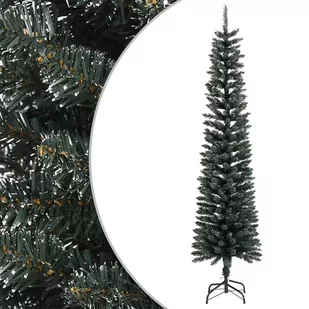 vidaXL Sztuczna, smukła choinka ze stojakiem, zielona, 240 cm, PVC - Choinki - miniaturka - grafika 1