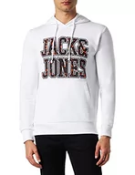 Bluzy męskie - Jack&Jones męska bluza JJNEON DOT Sweat Hood, biała, XXL, biały, XXL - miniaturka - grafika 1