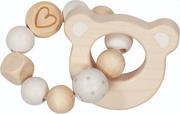 Grzechotki dla dzieci - Drewniana grzechotka z elastycznym pierścieniem Miś Goki Baby - miniaturka - grafika 1