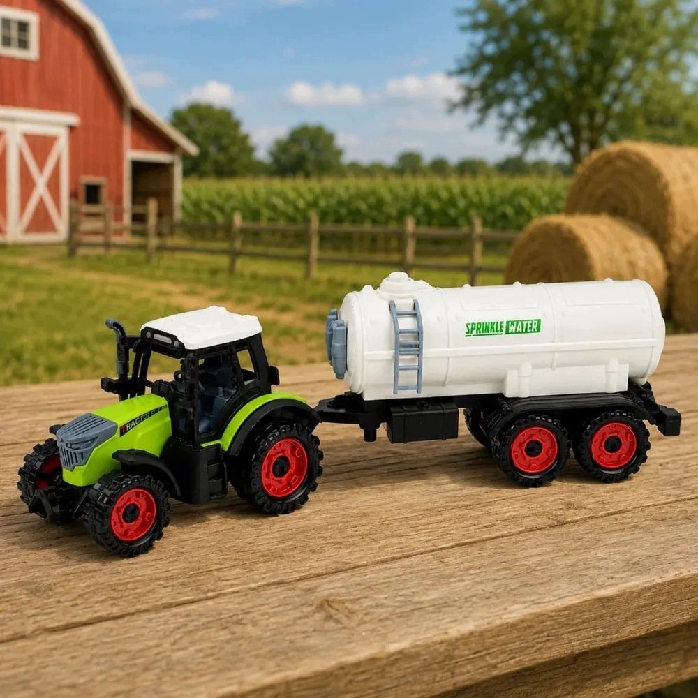 LeanToys Traktor Farmerski z Cysterną Napęd Frykcyjny Maszyna Rolnicza 34 cm