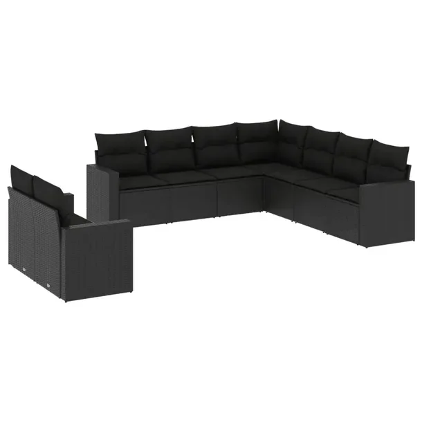 Modułowy zestaw mebli ogrodowych z poduszkami, czarny, wymiary 65,5x62x69