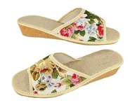 Kapcie damskie - Kapcie Damskie Len Wysoki Obcas Korek 1991 [Rozmiar: 35] - miniaturka - grafika 1