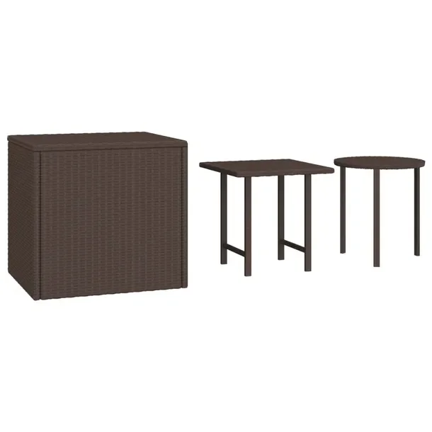 Zestaw Stolików Bocznych Ogrodowych Rattan PE Brązowy 50x50x46/40x40x40/4