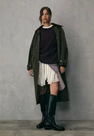 Płaszcze damskie - Stradivarius Długa woskowana parka z odpinanym kapturem Khaki L - miniaturka - grafika 1