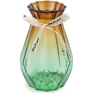 Wazony i flakony - Wielokolorowy, gradientowy szklany wazon, fasetowany, geometryczny wazon do domu, biura lub na wesele (żółto-zielony) - miniaturka - grafika 1