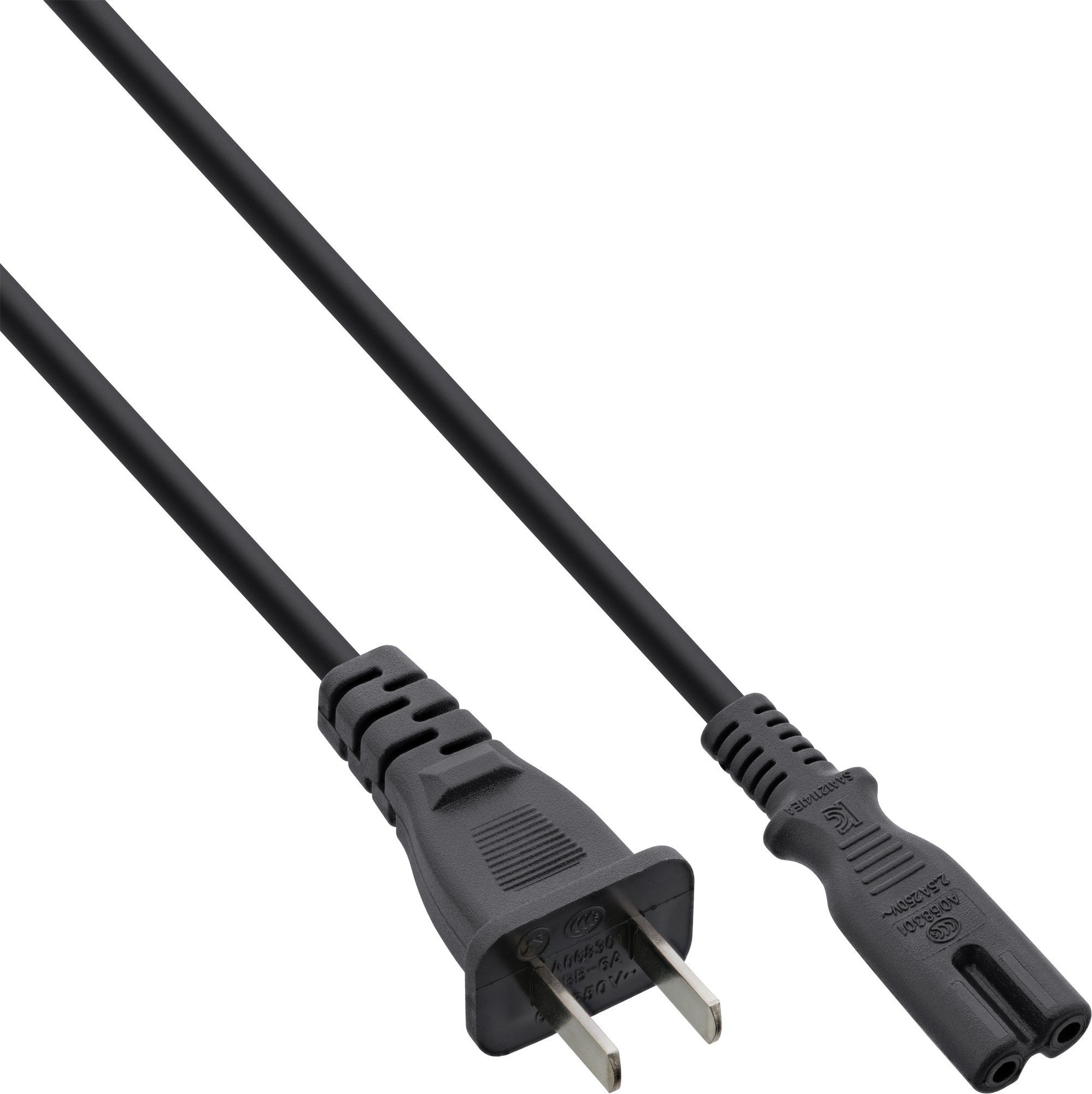 Kabel sieciowy InLine®, wtyczka sieciowa Chiny do wtyczki Euro 8 C7, czarny, 1,8 m