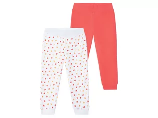 Spodnie i spodenki dla dziewczynek - LUPILU LUPILU Spodnie dresowe dziewczęce, 2 pary (98/104, Koralowy/biały) - grafika 1